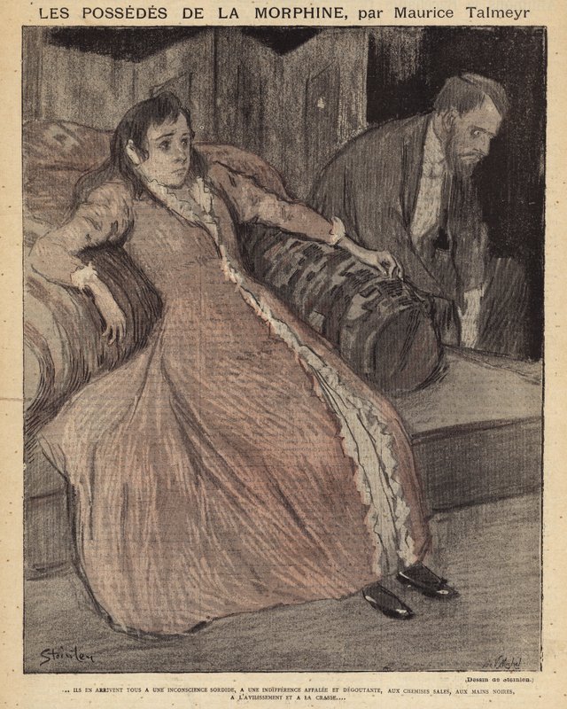 Cena de Le Possedes de la Morphine por Maurice Talmeyr de Théophile Alexandre Steinlen