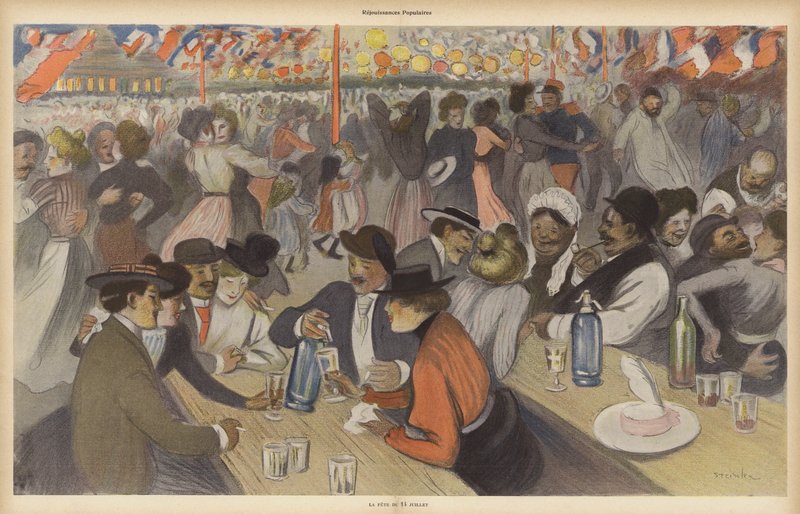 Celebrações do Dia da Bastilha (cor litho) de Theophile Alexandre (after) Steinlen