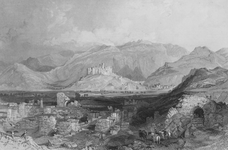Éfeso, o Castelo de Aiasaluk à distância de Thomas Allom
