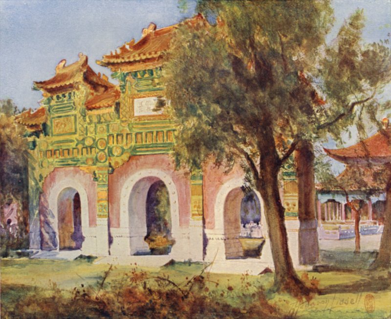 Peking, porcelana Pailau no salão dos clássicos de Thomas Hodgson Liddell