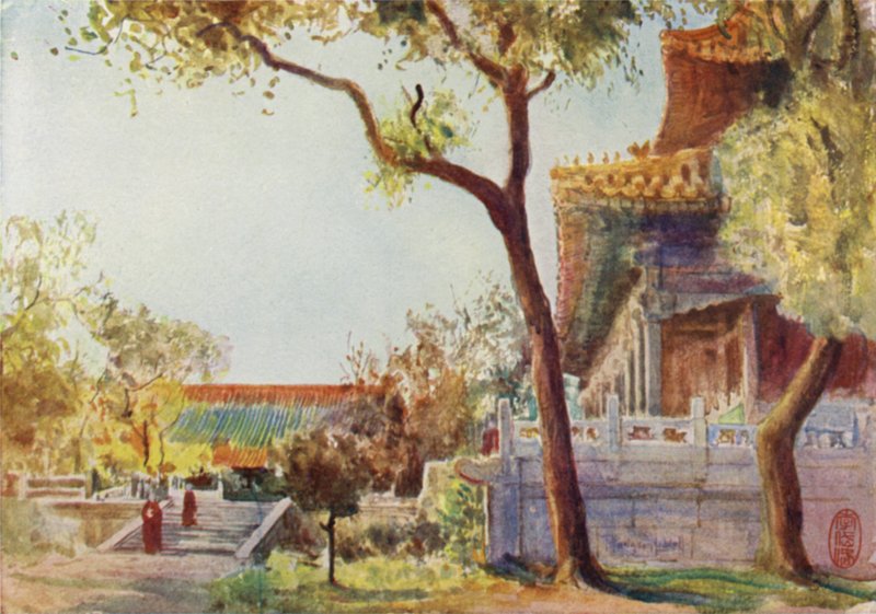 O, amarela, templo, perto, peking de Thomas Hodgson Liddell
