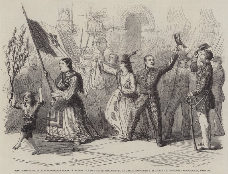 A Revolução em Nápoles, Cena de rua em Nápoles no dia seguinte à chegada de Garibaldi de Thomas Nast