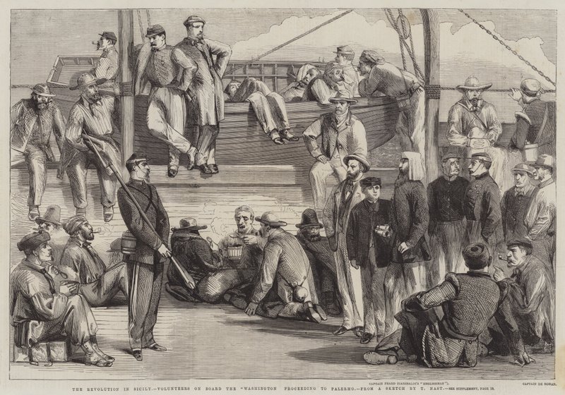 A Revolução na Sicília, Voluntários a bordo do processo de Washington em Palermo de Thomas Nast