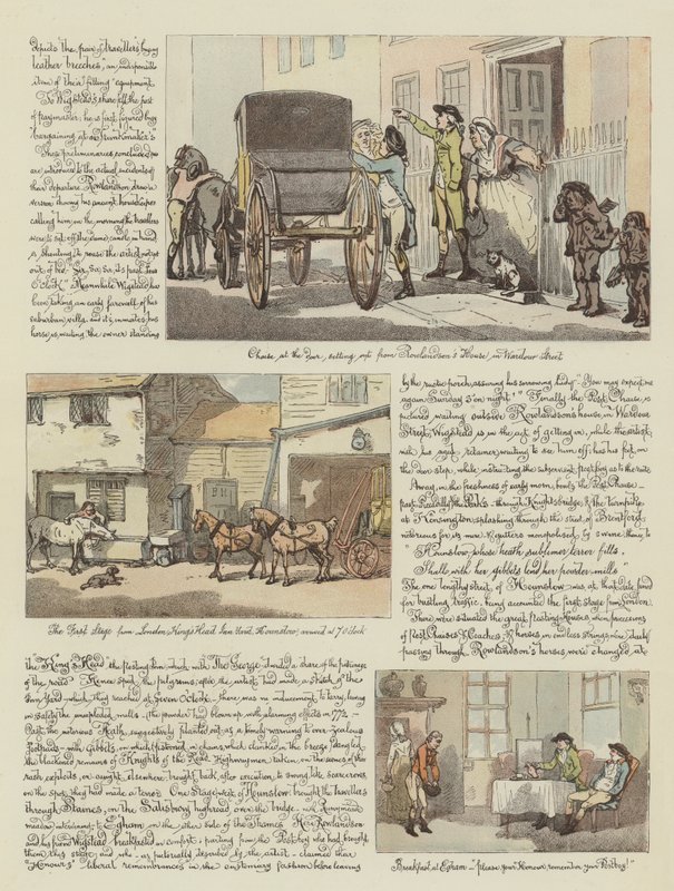 Excursão de Rowlandson em um Poste Chaise, 1782 (chromolitho) de Thomas Rowlandson