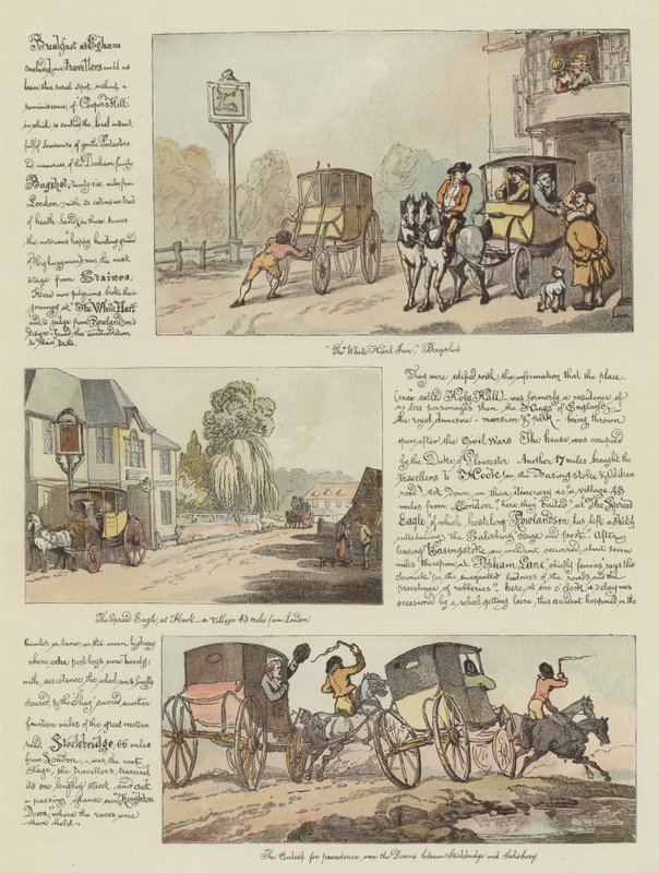 Excursão de Rowlandson em um Poste Chaise, 1782 (chromolitho) de Thomas Rowlandson