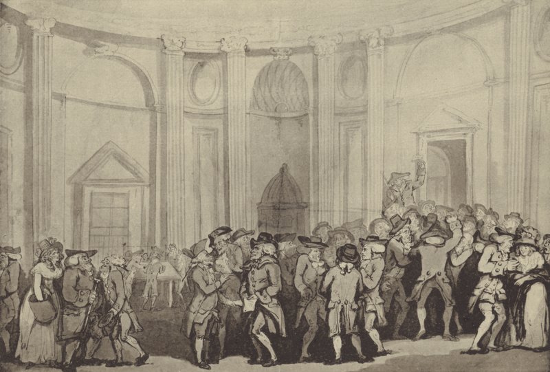 Rotunda de Sir Robert Taylor, Banco da Inglaterra, quando usado como Bolsa de Valores de Thomas Rowlandson