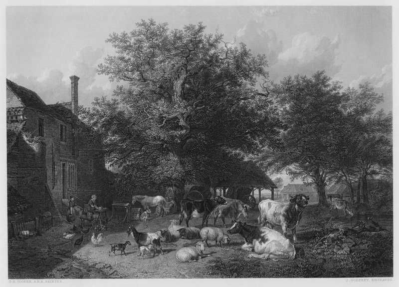 The Farm-Yard, da foto na Galeria Vernon de Thomas Sidney Cooper