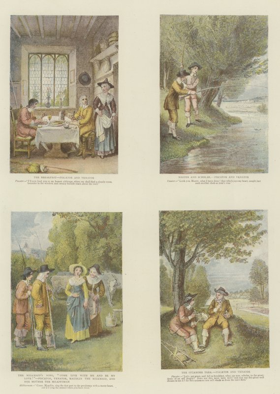 O pescador completo, por Izaak Walton e Charles Cotton (cromolitho) de Thomas Stothard