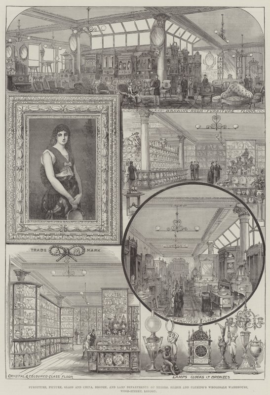 Móveis, Imagens, Vidro e China, Bronze e Lâmpadas Departamentos de Messers Silber e Fleming&39;s Wholesale Warehouse, Wood-Street, Londres de Thomas Sulman