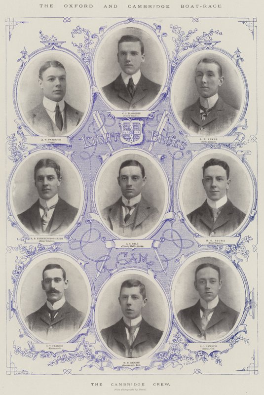 A Oxford e Cambridge Boat-Race, o grupo de Cambridge de Thomas Sulman