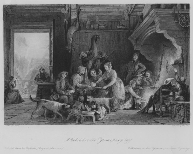 Um Cabaré nos Pirenéus (dia de chuva) (gravura) de Thomas (after) Allom