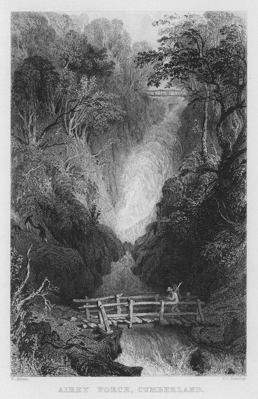 Airey Force, Cumberland (gravura) de Thomas (after) Allom