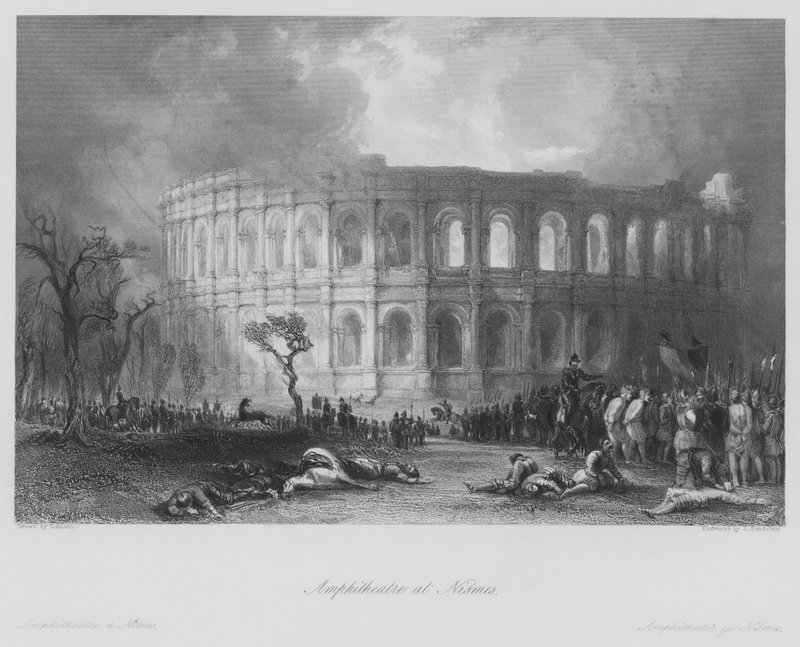 Anfiteatro em Nismes (gravura) de Thomas (after) Allom