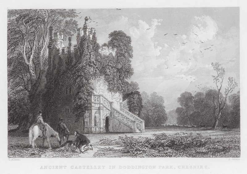 Antigo Castellet em Doddington Park, Cheshire (gravura) de Thomas (after) Allom