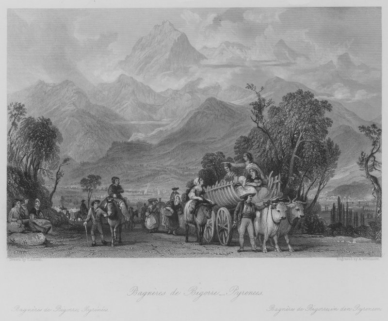 Bagneres de Poigorre, Pirenéus (gravura) de Thomas (after) Allom