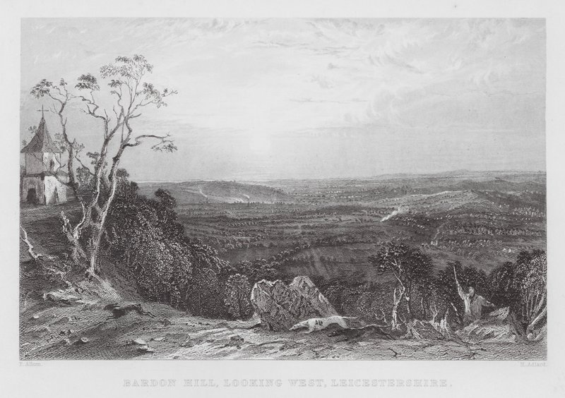 Bardon Hill, olhando para Oeste, Leicestershire (gravura) de Thomas (after) Allom