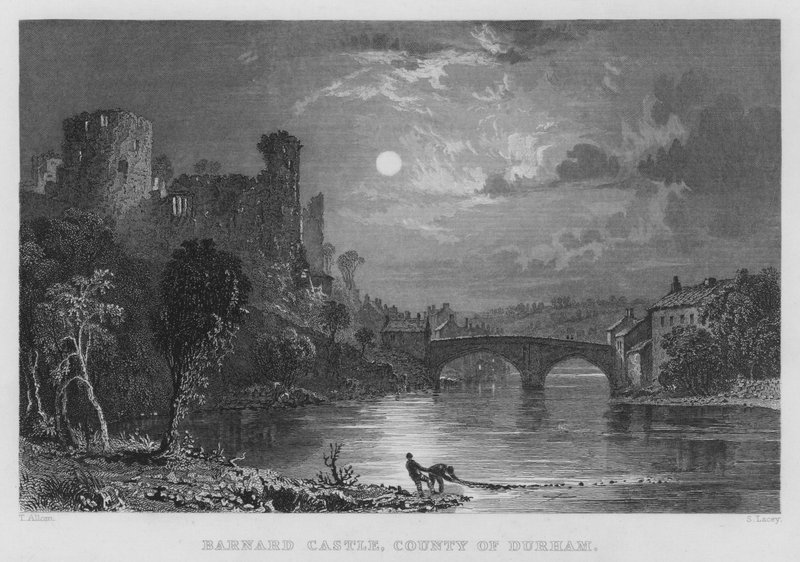 Castelo Barnard, Condado de Durham (gravura) de Thomas (after) Allom