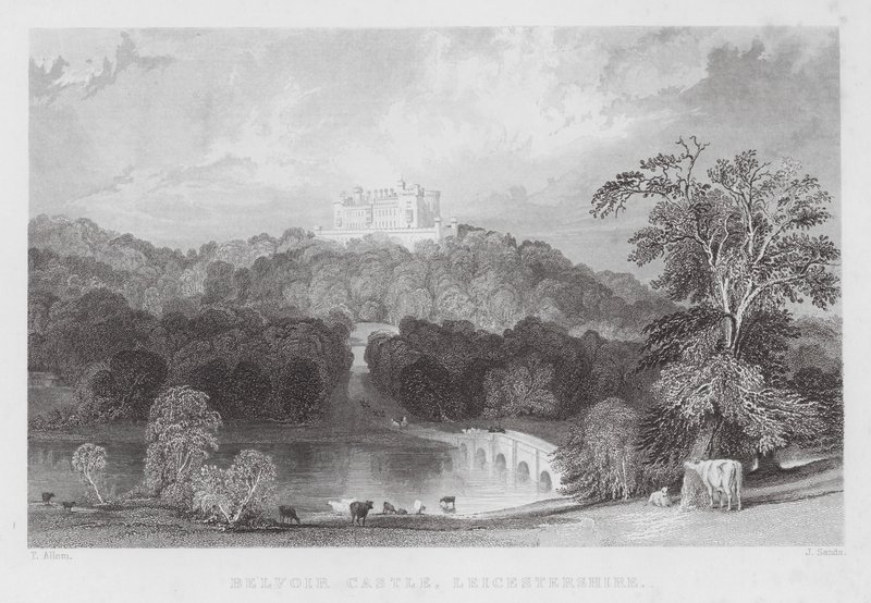 Castelo de Belvoir, Leicestershire (gravura) de Thomas (after) Allom