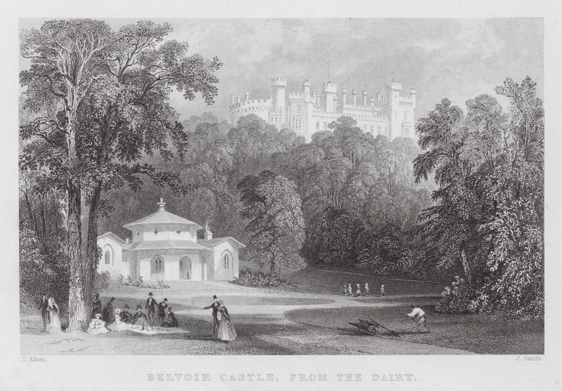 Castelo de Belvoir, da Dairy (gravura) de Thomas (after) Allom