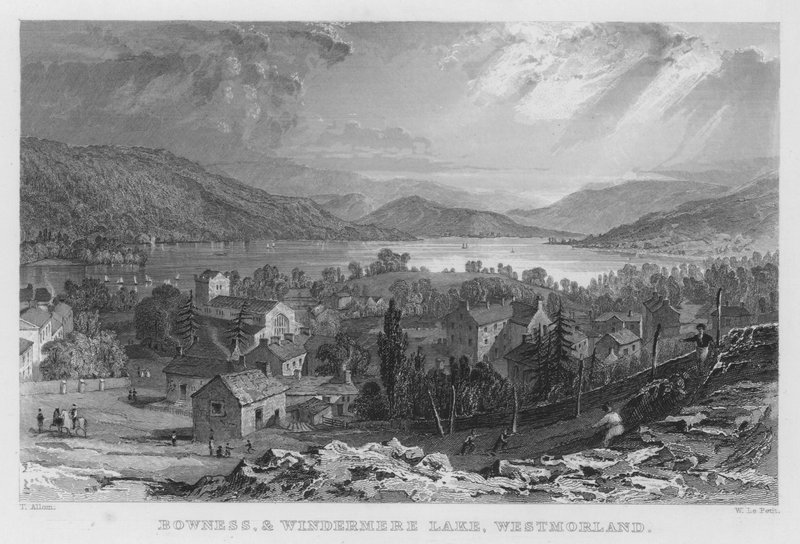 Bowness, e Windermere Lake, Westmorland (gravura) de Thomas (after) Allom