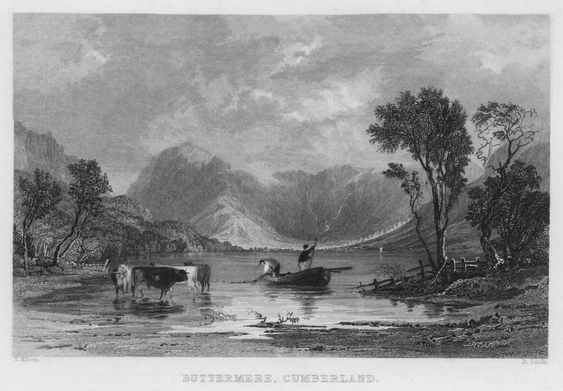 Buttermere, Cumberland (gravura) de Thomas (after) Allom