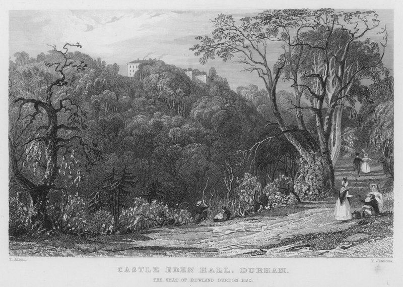 Castelo Eden Hall, Durham, a sede de Rowland Burdon (gravura) de Thomas (after) Allom