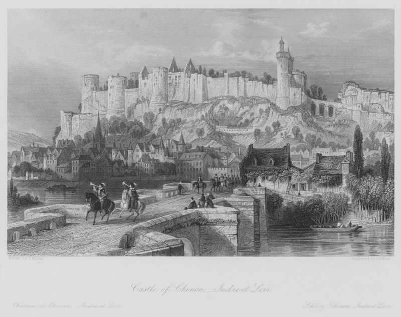 Castelo de Chinon, Indre-et-Loir (gravura) de Thomas (after) Allom
