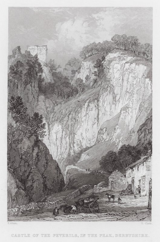 Castelo dos Peverils, no Pico, Derbyshire (gravura) de Thomas (after) Allom