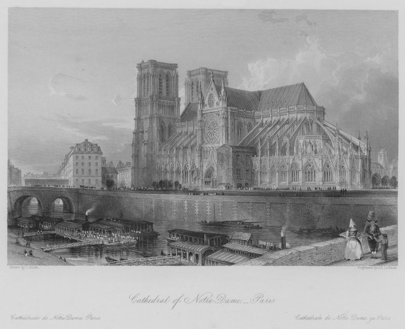 Catedral de Notre-Dame, Paris (gravura) de Thomas (after) Allom