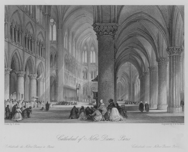 Catedral de Notre Dame, Paris (gravura) de Thomas (after) Allom