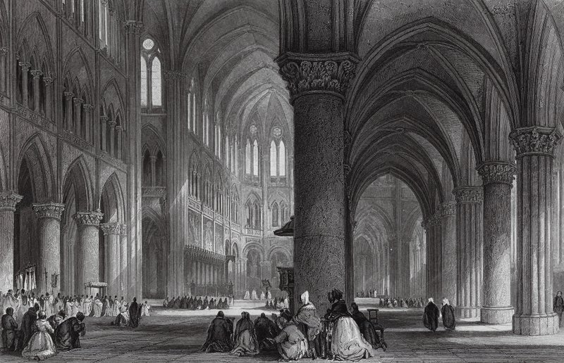 Catedral de Notre Dame, Paris (gravura) de Thomas (after) Allom