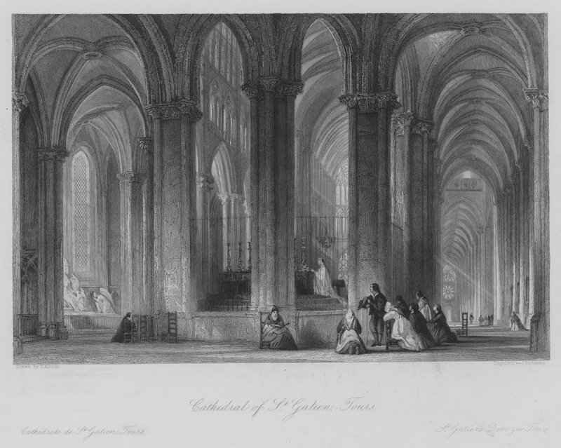 Catedral de St Gatien, Tours (gravura) de Thomas (after) Allom