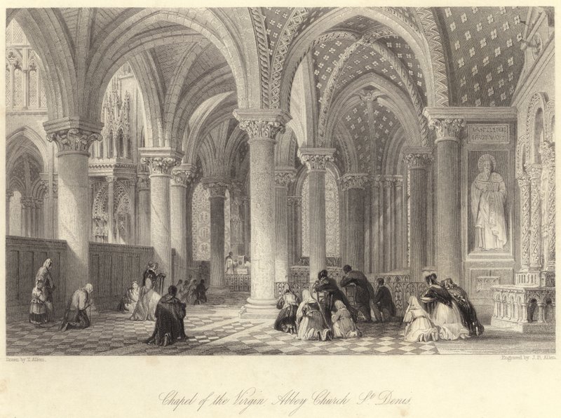 Capela da Igreja da Abadia Virgem, St Denis (gravura) de Thomas (after) Allom