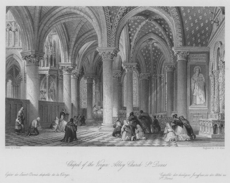 Capela da Virgem, Igreja da Abadia, São Denis (gravura) de Thomas (after) Allom