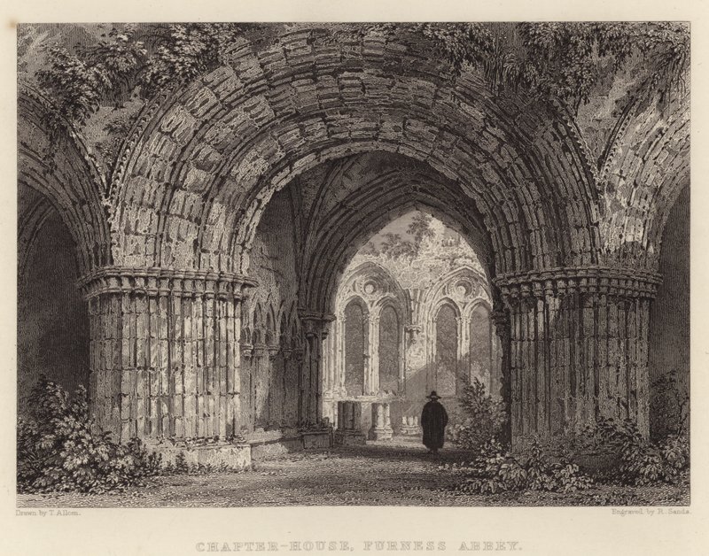 Capítulo-Casa, Abadia de Furness (gravura) de Thomas (after) Allom