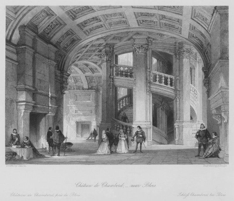 Chateau de Chambord, perto de Blois (gravura) de Thomas (after) Allom