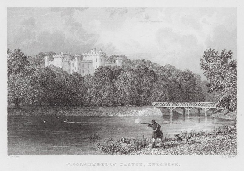 Castelo de Cholmondeley, Cheshire (gravura) de Thomas (after) Allom