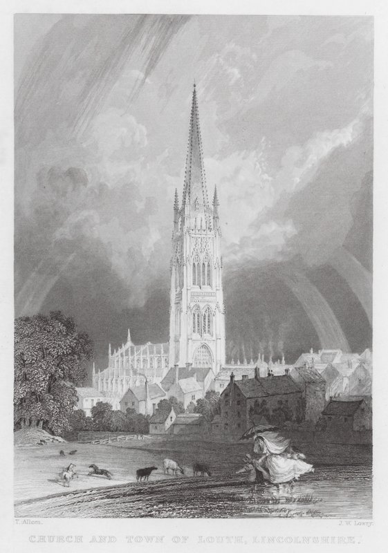 Igreja e Cidade de Louth, Lincolnshire (gravura) de Thomas (after) Allom
