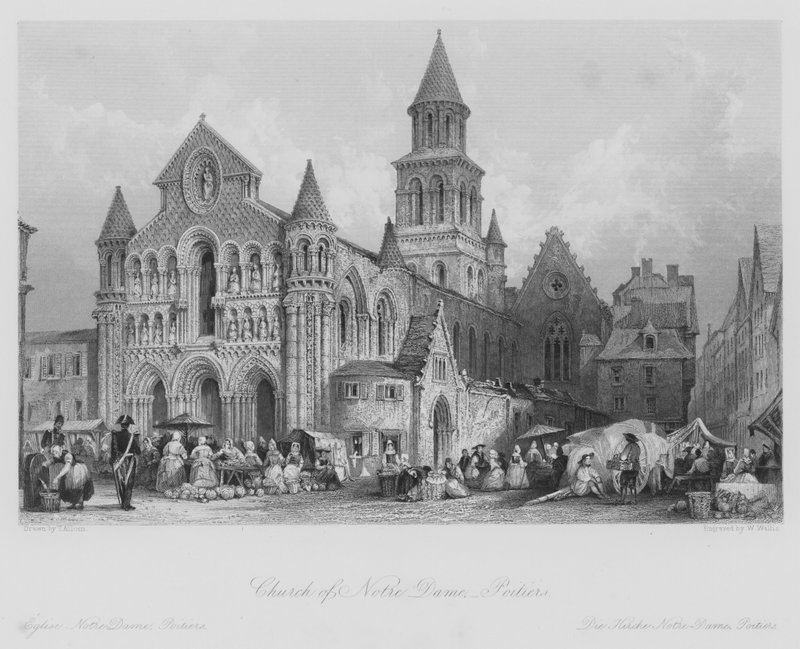 Igreja de Notre Dame, Poitiers (gravura) de Thomas (after) Allom