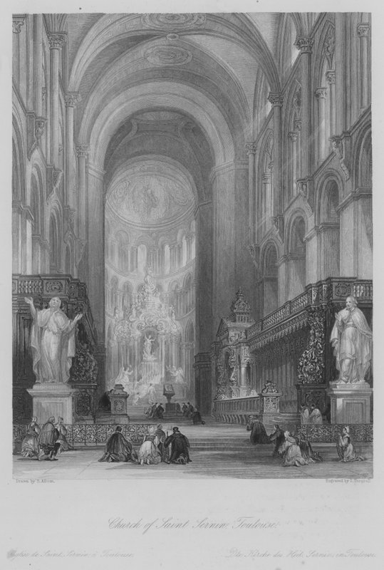 Igreja de Saint Sernin, Toulouse (gravura) de Thomas (after) Allom