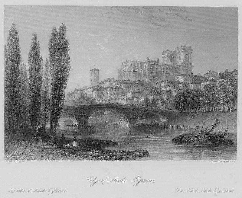 Cidade de Auch, Pirenéus (gravura) de Thomas (after) Allom