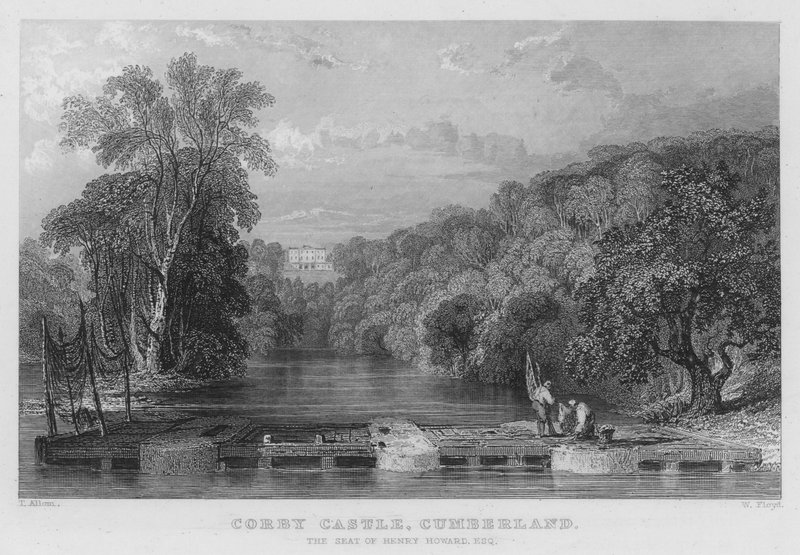 Corby Castle, Cumberland, a sede de Henry Howard (gravura) de Thomas (after) Allom