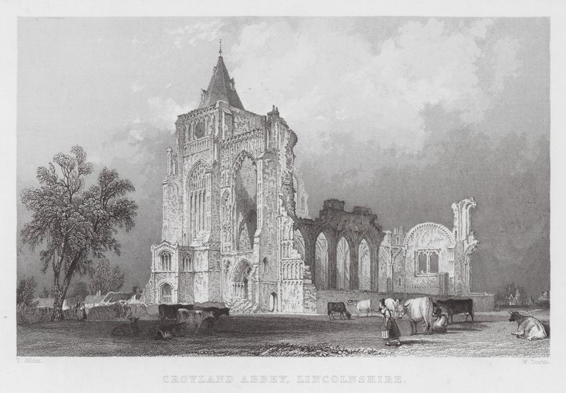 Croyland Abbey, Lincolnshire (gravura) de Thomas (after) Allom