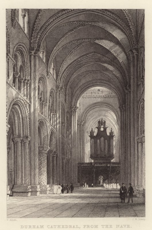Catedral de Durham, da Nave (gravura) de Thomas (after) Allom