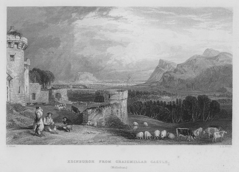 Edimburgo do Castelo de Craigmillar, Midlothian (gravura) de Thomas (after) Allom