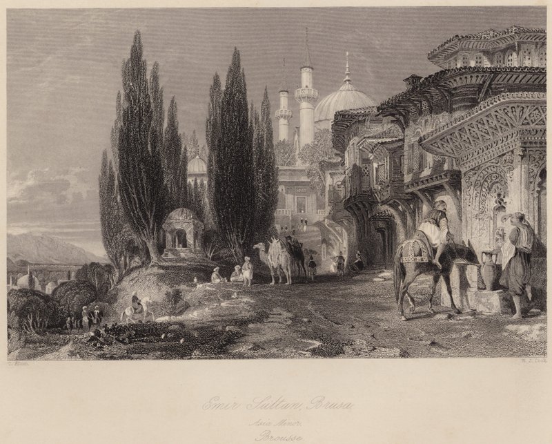 Emir Sultão, Brusa, Ásia Menor, Brousse (gravura) de Thomas (after) Allom