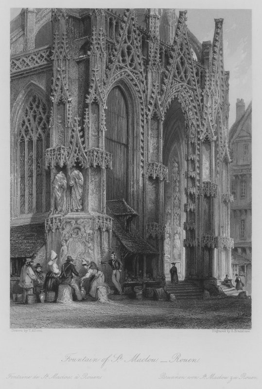 Fonte de São Maclou, Rouen (gravura) de Thomas (after) Allom