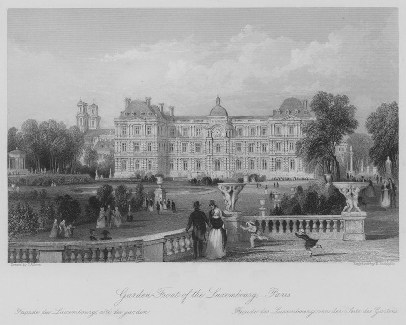 Garden-Front of the Luxembourg, Paris (gravura) de Thomas (after) Allom