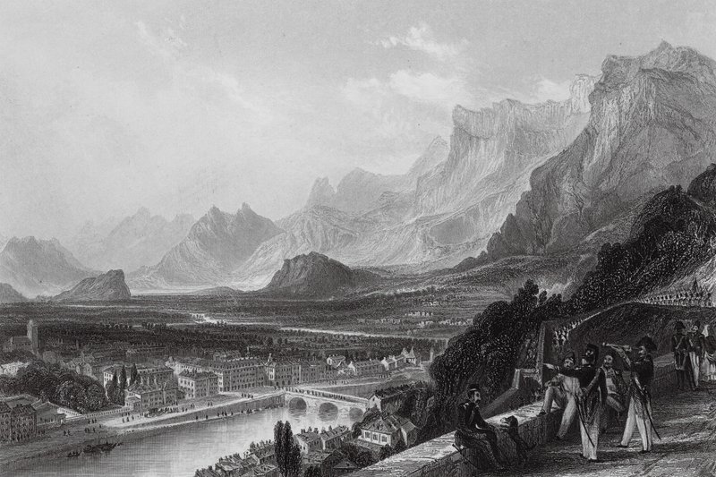 Grenoble, a partir da Fortaleza (gravura) de Thomas (after) Allom