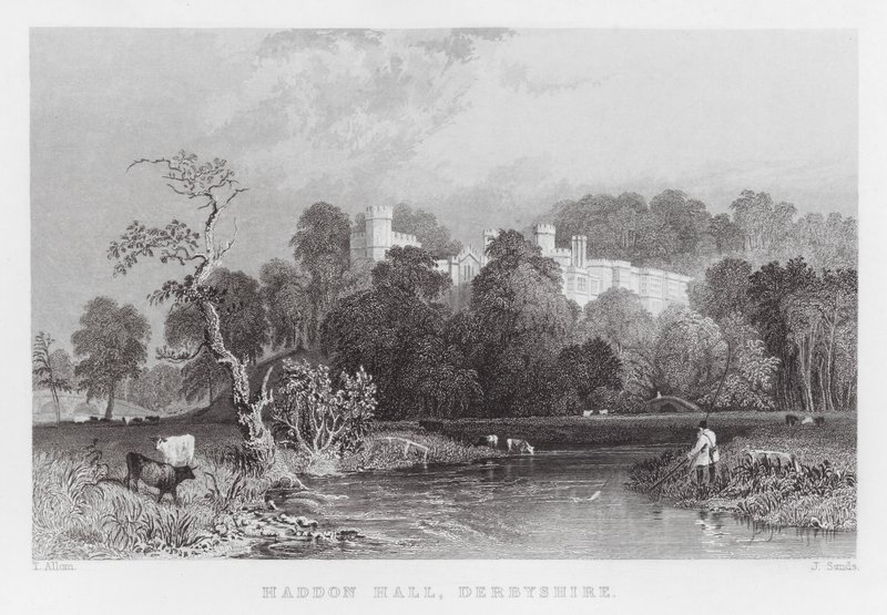 Haddon Hall, Derbyshire (gravura) de Thomas (after) Allom